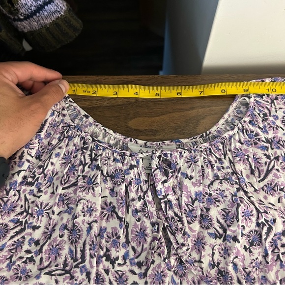 💕 lucky brand Floral Print Women's Top - Purple and Blue S - Picture 7 of 11